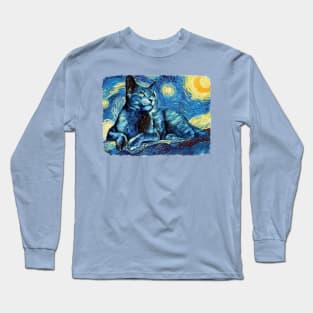 Cat Van Gogh Style Long Sleeve T-Shirt